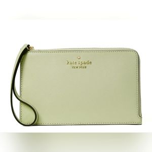 NWT kate spade staci med L zip wristlet. Color sage